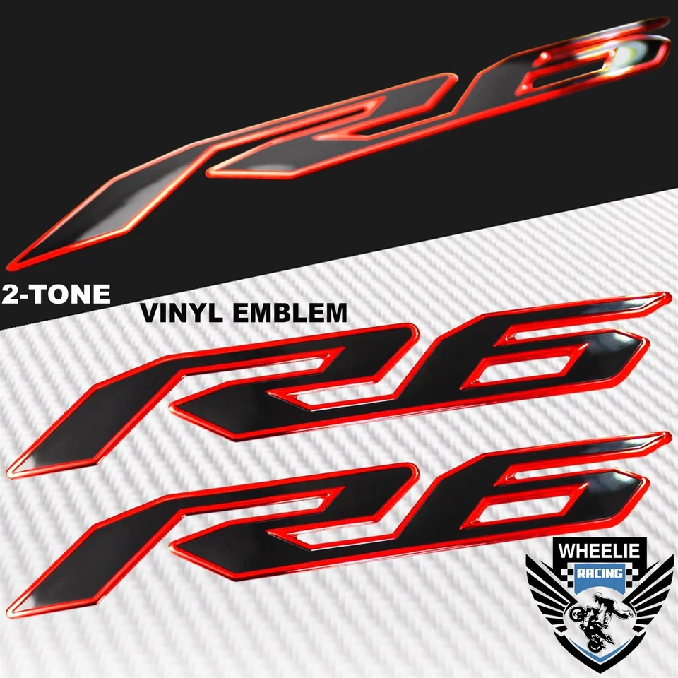 ALMOFADA DE TANQUE DE COMBUSTÍVEL 2 TONS CROMADA VERMELHA PRO GRIP + 8" LOGOTIPO YAMAHA + ADESIVO EMBLEMA YZF-R6 - Imagem 3 de 4