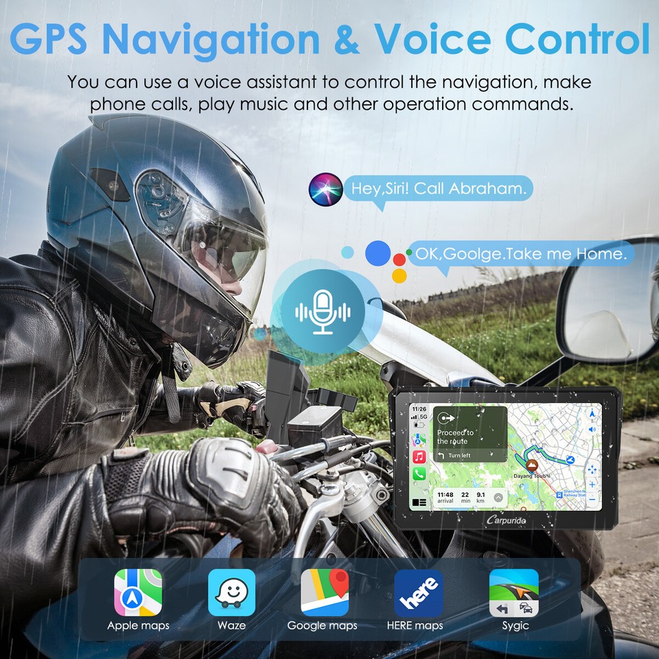 Carpuride W702 Pro Motorrad Carplay Bildschirm Mit Gegensprechfunktion Kabellos Carplay Und Android Auto Tragbarem Wasserdichtem 7 Zoll Touchscreen Verbessertem Dual Bluetooth Navigation Kompass