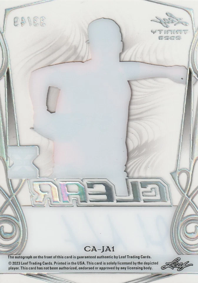 JUSTIN ARMBRUESTER 2023 LEAF TRINITY CLEAR AUTOGRAPH PLATINUM XRC 33/49 - Image 2 of 2