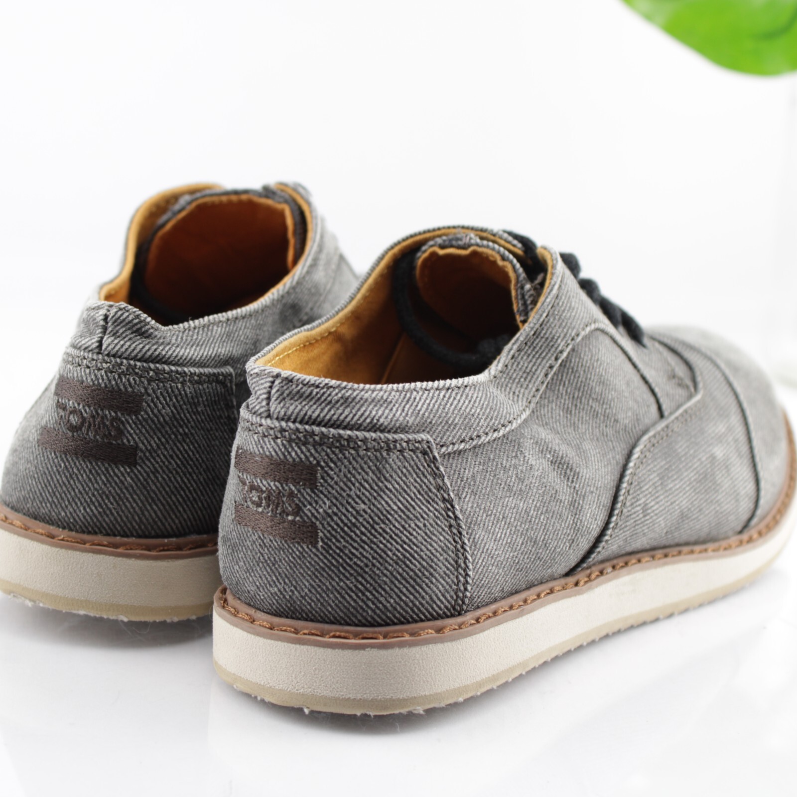 TOMS Womens Oxford Size Distressed Gray Denim Lace Up Casual Shoe