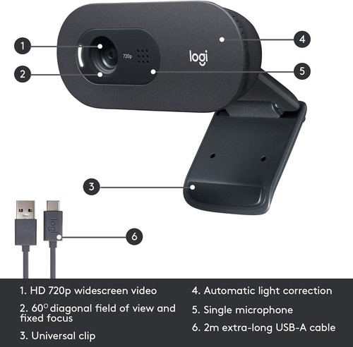 Logitech C505 HD Webcam - 720p HD External - NEW - Bild 6 von 8