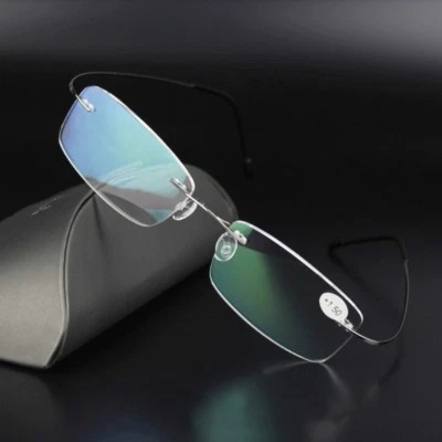 Ultraleichte randlose rechteckige Titan-Lesebrille Brille Brille