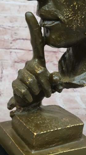 Bronze Sculpture Abstract Man Hushing by Dali Statue Modern Home Office Art Coll - Picture 9 of 10