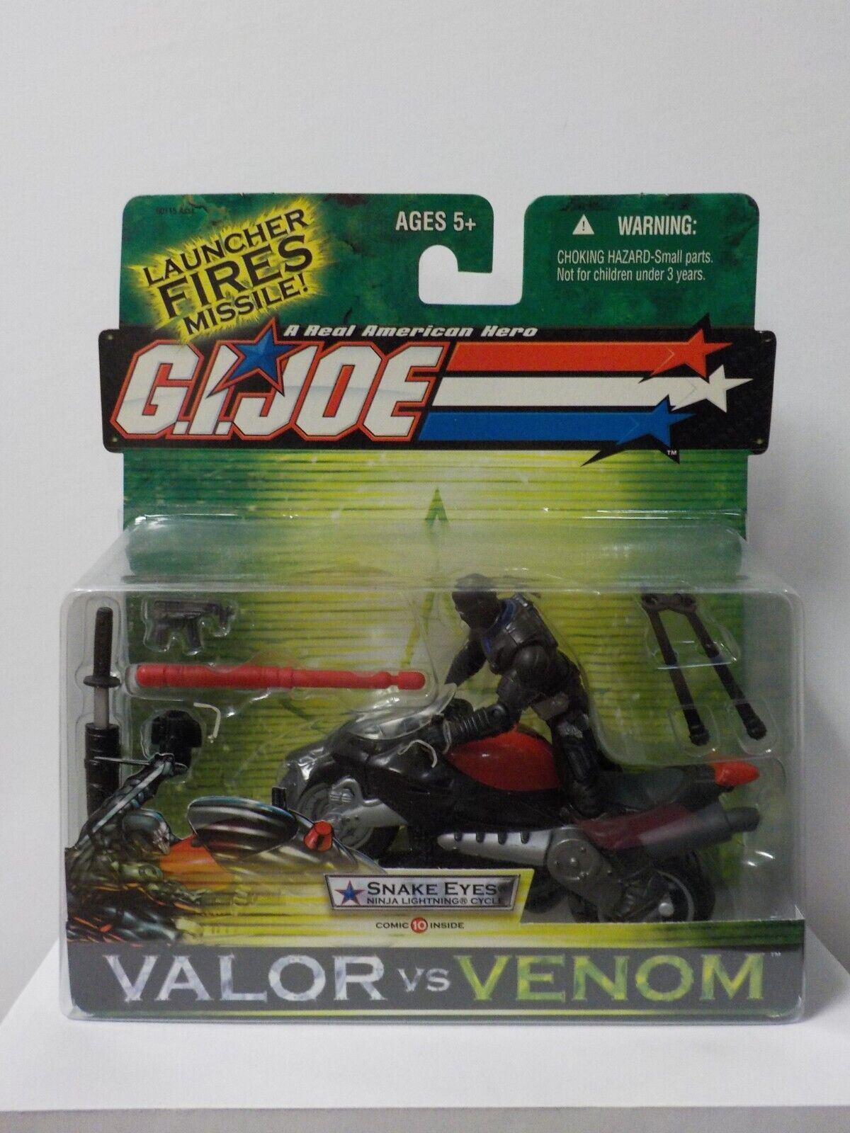 C0707 GI Joe Valor vs. Venom "Snake Eyes Ninja Lightning Cycle" Figure w/ Bike