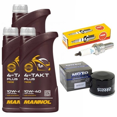 Öl Ölfilter Set 3L Zündkerze Inspektion für Kymco Xciting 500 Xciting500 2007-13