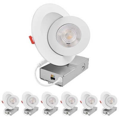 LUXRITE 6 in. Gimbal Recessed Light J-Box 5CCT Dimmable 15W 1000LM ETL 6PK