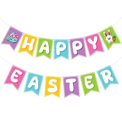 OHOME Happy Easter Banner | Party 7.48 inches x 393.7 inches, Purple 