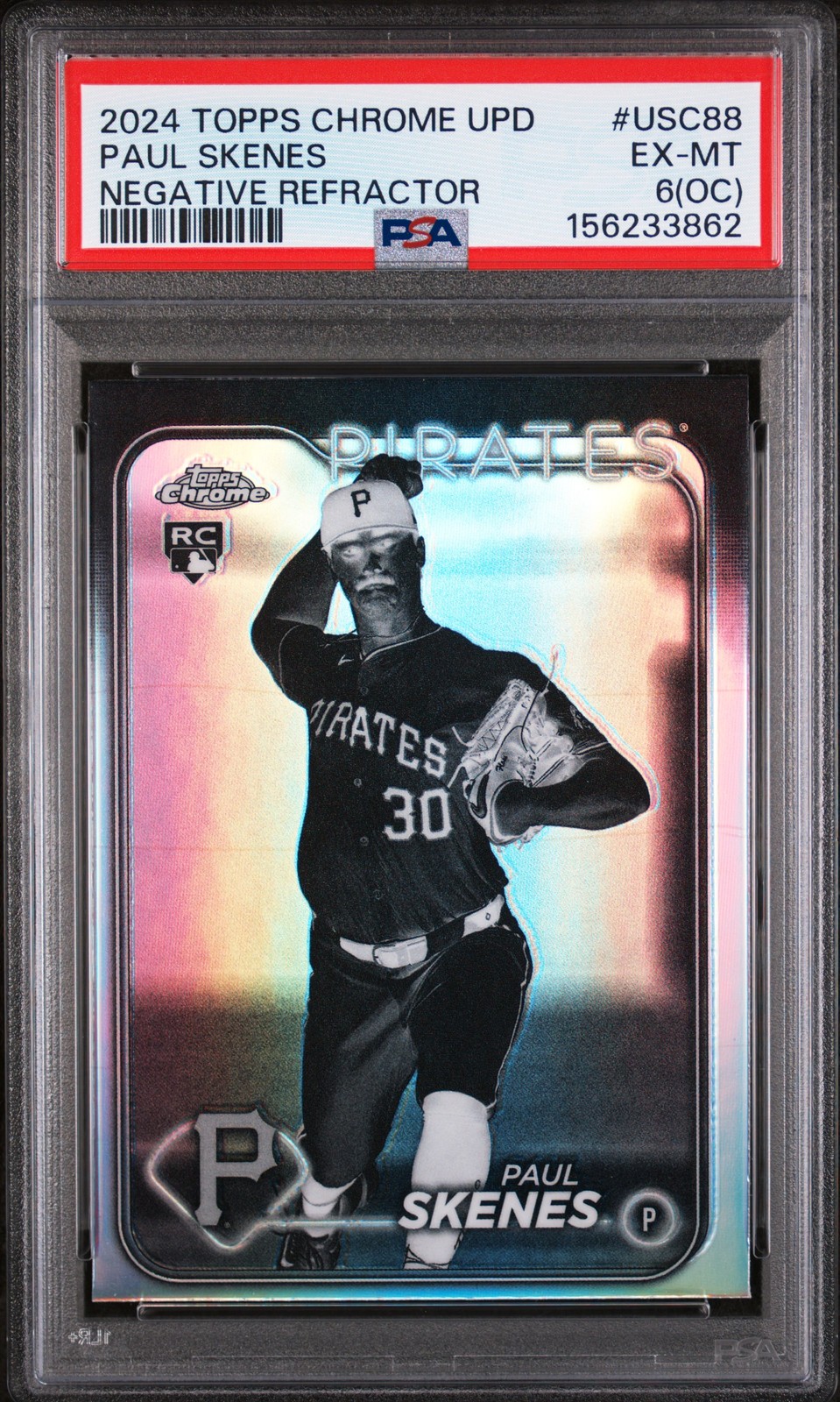 2024 TOPPS CHROME UPDATE NEGATIVE REFRACTOR #USC88 PAUL SKENES PSA 6 OC