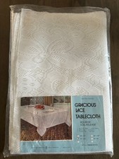 Vintage Floral Gracious Lace Tablecloth - White - 60  x 86  NEW