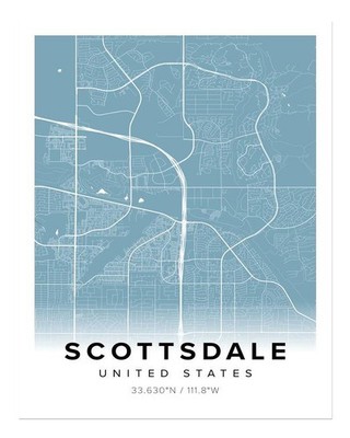 Scottsdale City Map Poster Wall Art - Modern Urban Design Home Decor