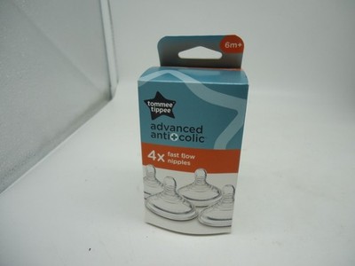 1 Tommee Tippee Advanced Anti Colic Fast Flow 4 ct Nipples 6 Mos Old (PL)