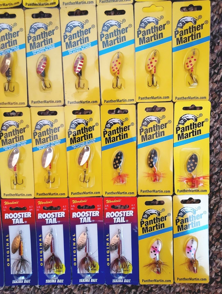 Lote de 40 señuelos de pesca Panther Martin Wordens cola de gallo zorro azul Vibrax Foto 4 de 4