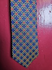 Paul Frederick Geometric Blue Tie Italian Silk Made In USA Retro