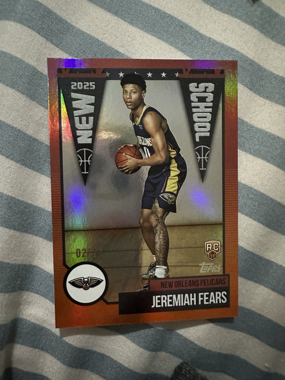 Topps 2025-2026 Jeremiah Fears New School Orange /25 RC