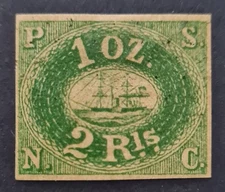 Peru 1857 Pacific Steam Company 2rs Green Very  Fine Used As Picture. 