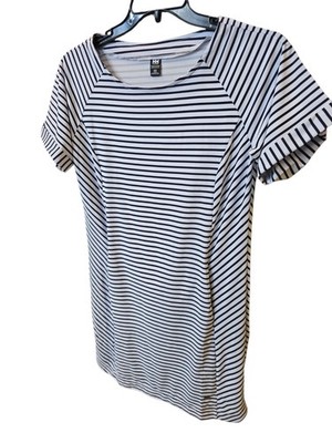 Helly Hansen M Striped Dress T Shirt Shift Black White Knee Length Short Sleeve