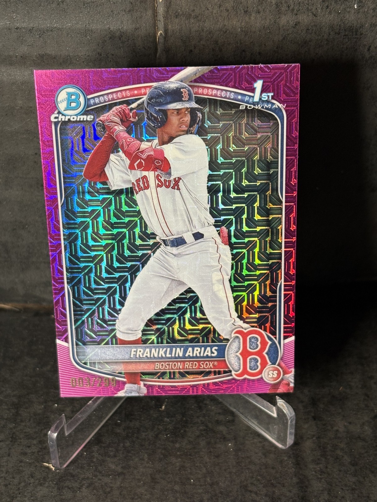 2025 Bowman Mega Box Franklin Arias 1st Fuchsia Refractor /299 Boston Red Sox