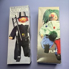Marionette Handmade Czech One Of A Kind Puppet Vtg Wooden Clown Man 2pk w/ BOX