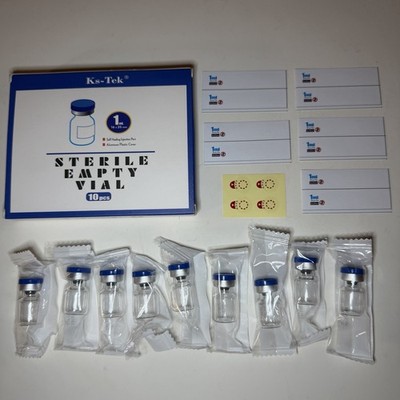 Ks-Tek Sterile Empty Vials with Self Healing Injection 1 ML, Transparent, 9 PCS