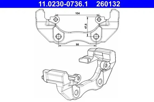 Soporte de la pinza de freno 11.0230-0736.1 ATE para FORD C-MAX FOCUS II Turnier - Imagen 4 de 10