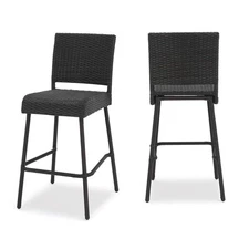 GDF Studio Sandy Point Patio Furniture ~ Wicker Outdoor Bar Stool (Set of 2)
