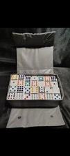 VTG Domino by Cardinal Double Nine 88 Pc Multi Colored Domino Set in Vinyl Case