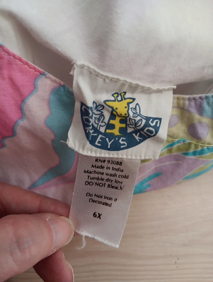 Corky's Kids Patchwork Shift Dress Size 6X Pink Green Blue Butterflies Ladybugs - Image 3 of 4