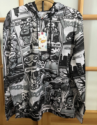 Oh Snap! Comic Graphic Pullover Hoodie Gray/Black/White Men s M