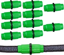10 Sets Expandable Garden Hose Repair Kit, Plastic Flex ½ inch, Green 