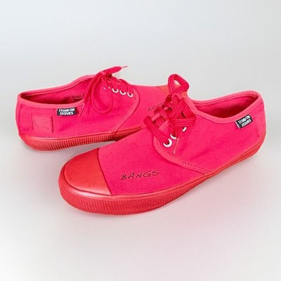 BANGS SHOES Women s Premium Canvas Low Top Sneaker RED Minimalist Y2K Casual 8.5