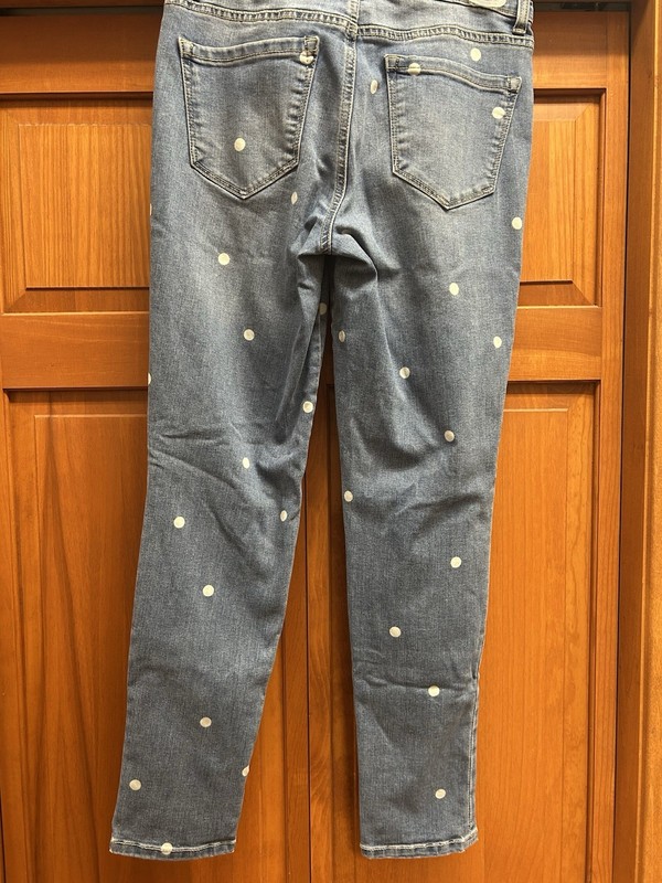 maison Jules Womens Polka Dot Boyfriend Fit Jeans, blue, 4
