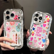 Case For iPhone 17 Pro Max 16 15 14 13 12 Wavy Curly Frame Flower Girly Cover