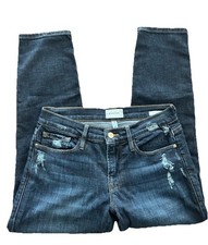 Frame Le Garçon Crop Dark Blue Cropped Boyfriend Jeans Distressed W25 UK 8