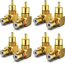 8-Pack RCA Right Angle Adapter 90 Degree RCA Male to Female Adapter Angled