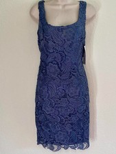 Patra Sleeveless Grey Lace Dress Elegant Floral Sheath Cocktail Size 8 #221 NWT