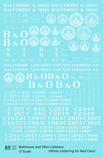 K4 O Scale Decals Baltimore and Ohio B O Red Caboose White