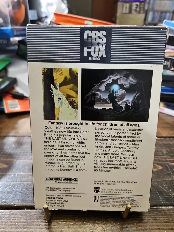 The Last Unicorn VHS 1983 Fantasy Animation CBS Fox Drawer Box Rare 1st Release - Image 2 of 4