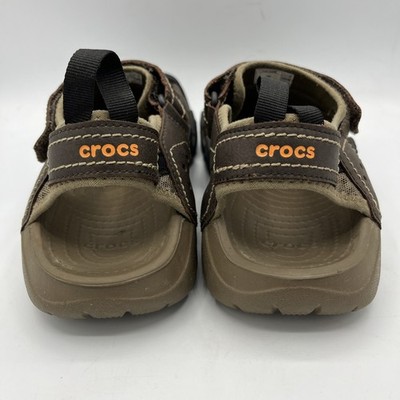 Crocs Swiftwater Mens Size 8 Brown Leather Outdoor Fisherman  display picture 3