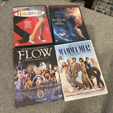 Lot of 4 DVDs Hairspray Phantom Opera Mamma Mia Cirque du Soleil Flow
