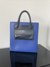 O Bag Tote Bag in Poliestere con Inserti e Manici Intercambiabili Blu