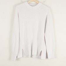Lululemon Merino Wool Blend Off White Ribbed Crewneck Sweater Womens Sz 8