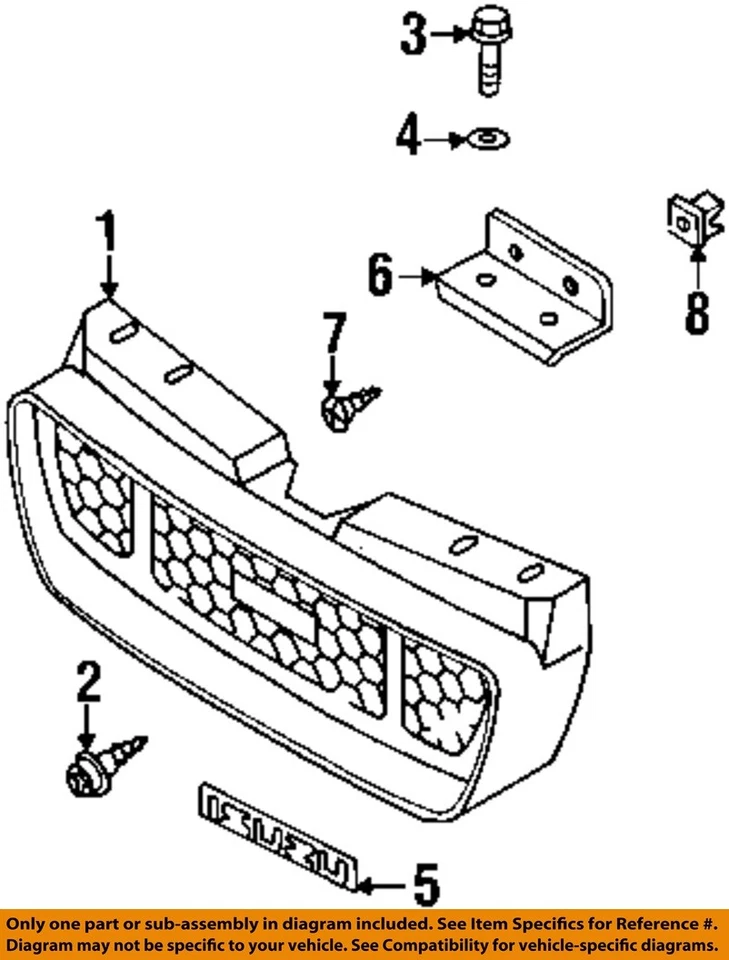 二手前格栅适合:1999 年五十铃车辆前 A 级 — 第 3/4 张图片