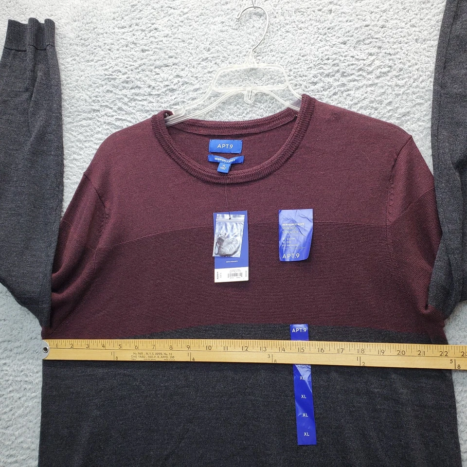 Apt. 9 Suéter Masculino XL Multi Colorblock Malha Manga Longa Gola Redonda Pulôver Macio - Imagem 4 de 4