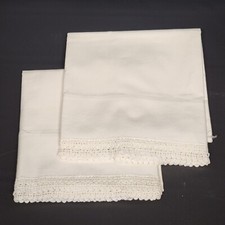 One Pair of Pillow Cases 1&quot; Crochet Lace Edge White Vintage 30&quot; x 20&quot; Size NOS