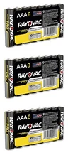 (Lot of 3) Rayovac Ultra Pro 1.5V AAA Alkaline Battery - 24 batteries total