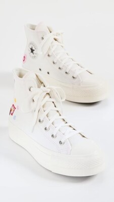 Converse Women's Chuck Taylor All Star Lift Hi Sneakers Floral Embroidery 8.5