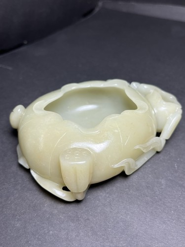 Chinese Exquisite Handmade Lotus carving Hetian Jade Statue Brush Washer - Picture 2 of 9