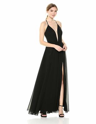 white christmas dresses Betsy Adam Mesh Tiered Ruffle Sleeveless Gown, Womens, 10, Black main image 0