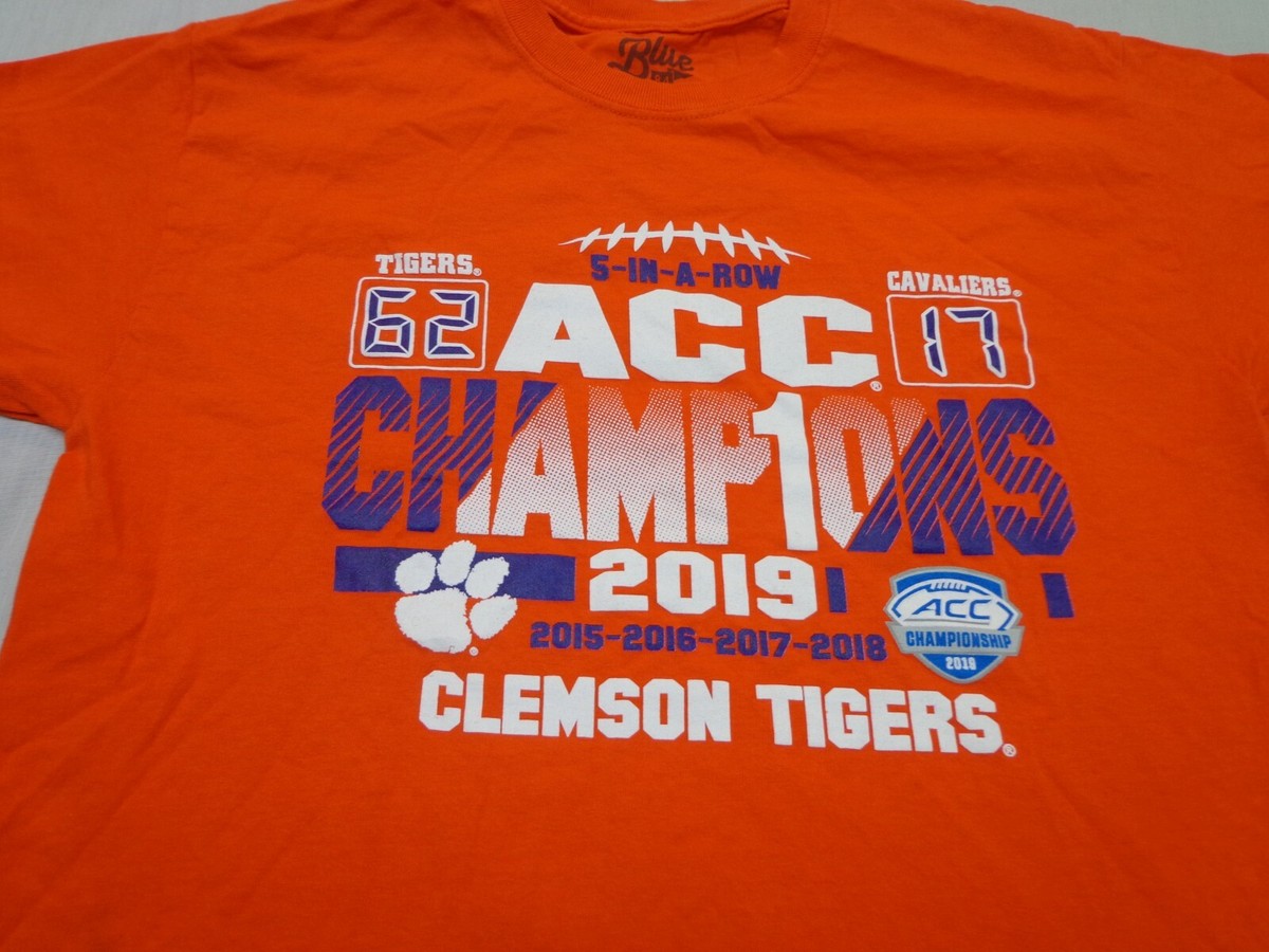 Clemson Tigers T Shirt in a Row ACC Champions T Shirt Size