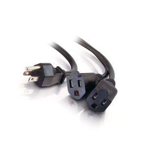 C2G 29810 16 AWG 1-to-2 Power Cord Splitter NEMA 5-15P to 1 NEMA 5-15 +1 IEC320C13 Black 1.5 Feet, 0.45 Meters TAA Compliant C2G 29810 16 AWG 1-to-2 Power Cord Splitter NEMA 5-15P to 1 NEMA 5-15 +1 IEC320C13 Black 1.5 Feet, 0.45 Meters TAA Compliant